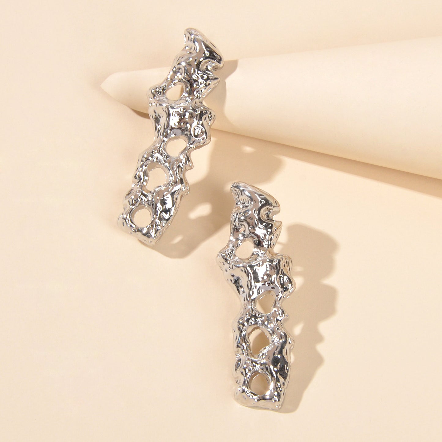 Abstract Art Silver Irregular Geometric Statement Stud Girls Party Earrings Gift