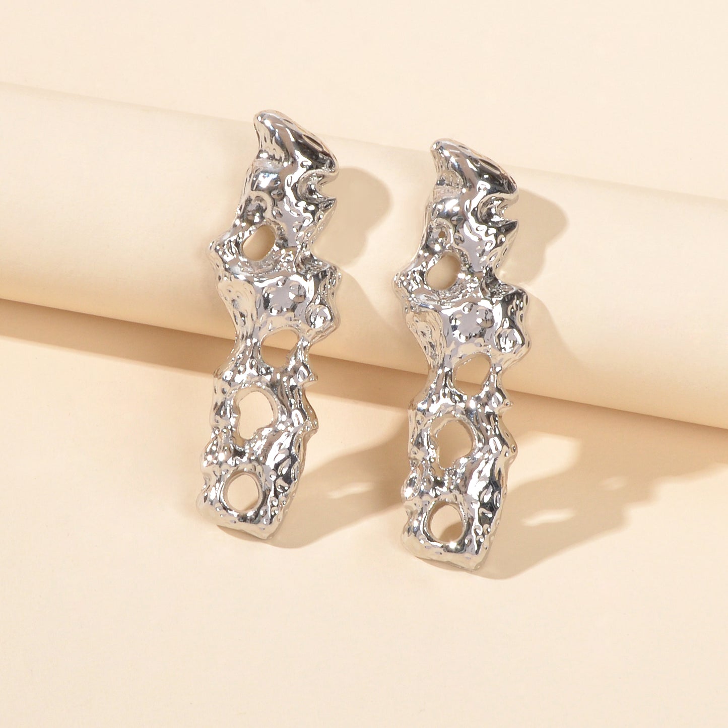 Abstract Art Silver Irregular Geometric Statement Stud Girls Party Earrings Gift
