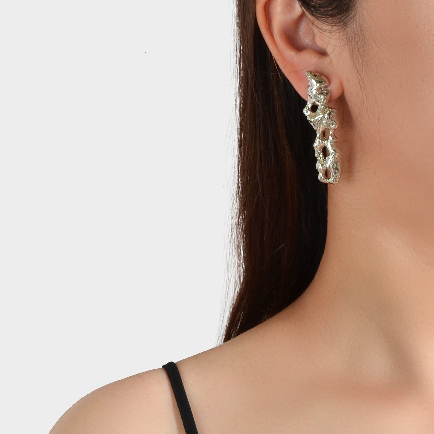Abstract Art Silver Irregular Geometric Statement Stud Girls Party Earrings Gift