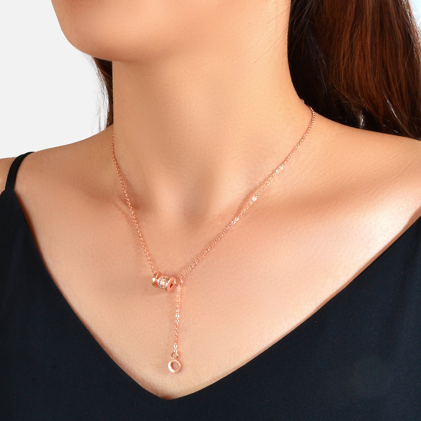 Valentine's Day Women Girl Gift Jewellery Rhinestone Rosegold Chain Necklace