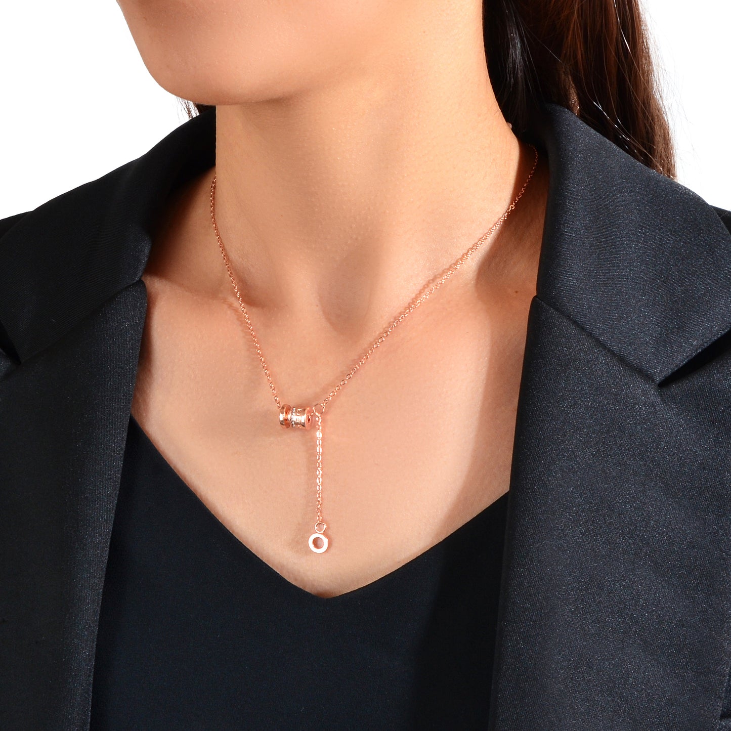 Valentine's Day Women Girl Gift Jewellery Rhinestone Rosegold Chain Necklace