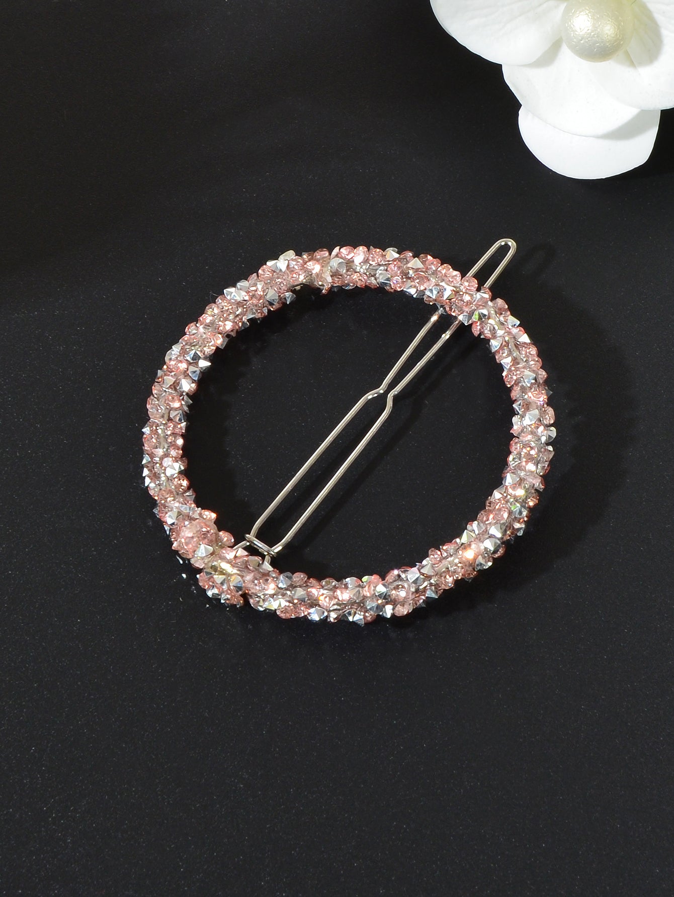 Sparkling Full Rhinestone Star Circular Hair Clip Elegant Hair Accessory Gift