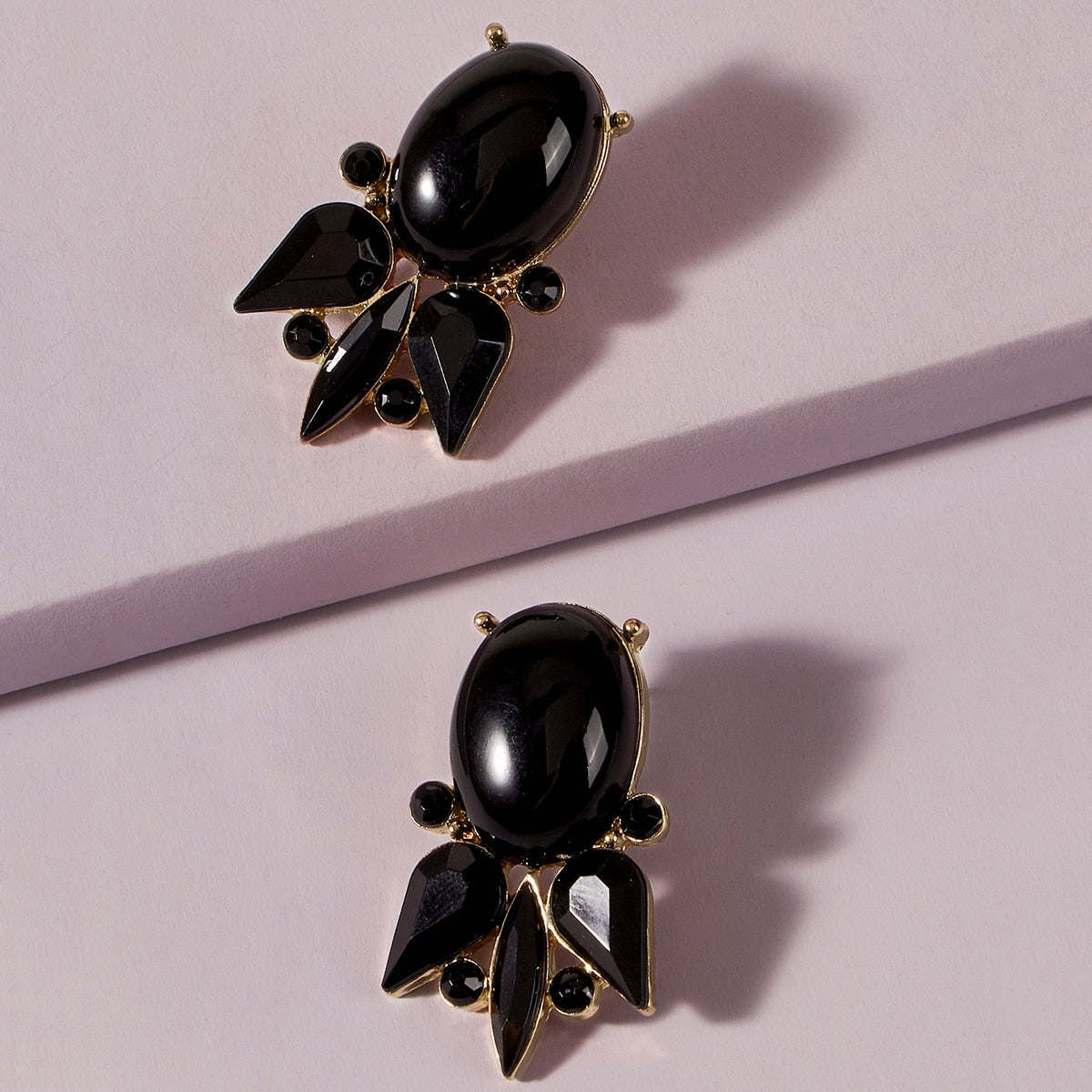 Retro Style Colorful Crystal Geometric Stud Earrings Party Fesvital Jewelry Gift
