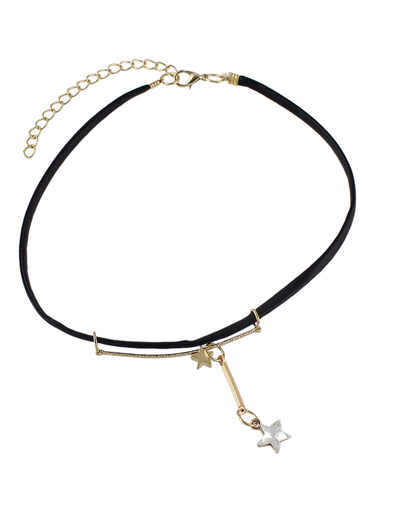 Gothic Punk 90s Black Pu Leather Star Charm Tattoo Choker Necklace Grunge Collar