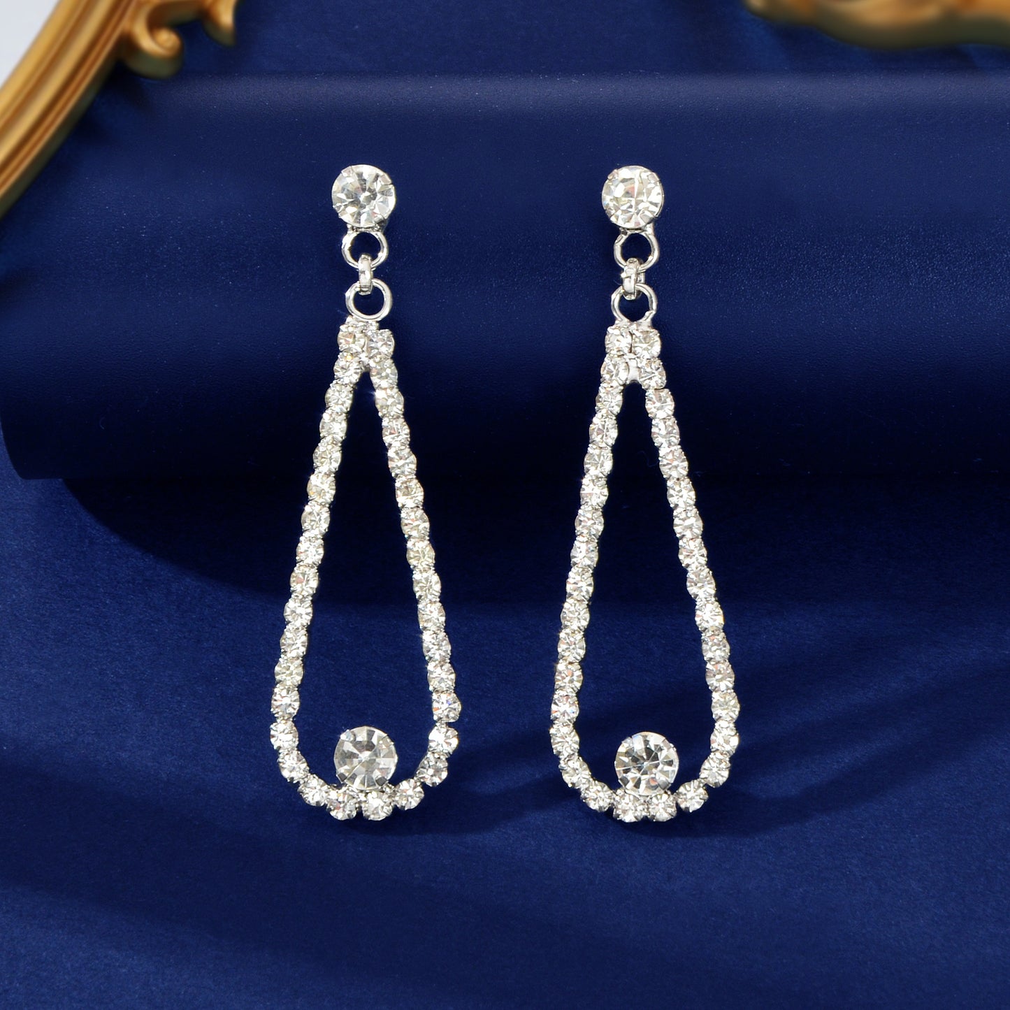 Luxurious Anniversary Wedding Jewelry Rhinestone Decor Silvery Water Drop Earrings