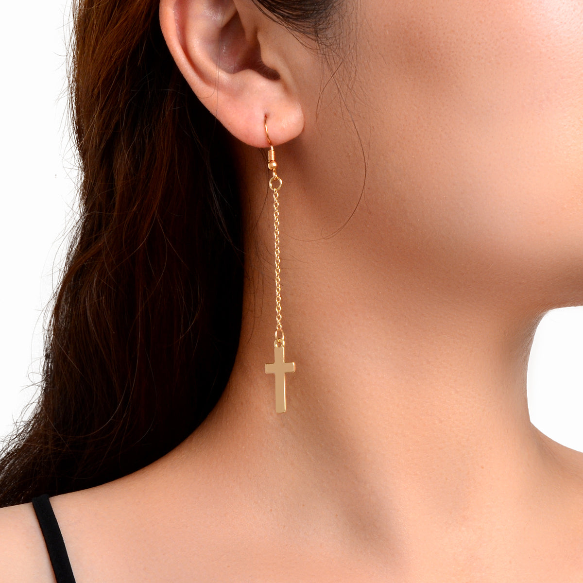 1 Pair Exquisite Long Tassel Cross Charm Earrings Fringe Chain Xmas Ear Jewelry