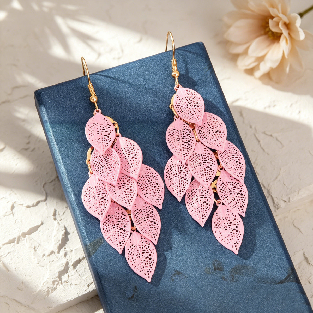 AU Local Bohemian Colorful Hollow Layered Leaf Stacks Hook Drop Dangle Earrings