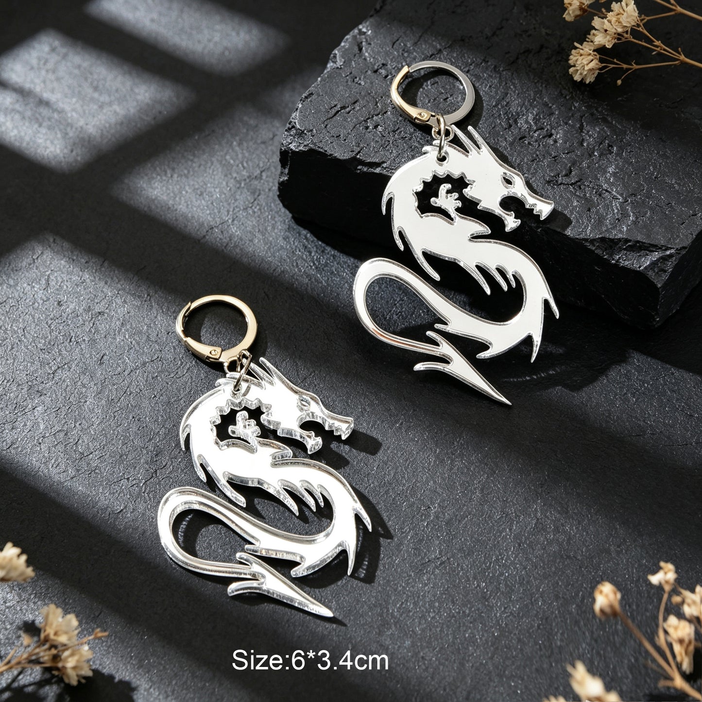 Personality Chinese Dragon Dangle Earrings Mystical Animal Element Punk Rock Music Festival Jewelry