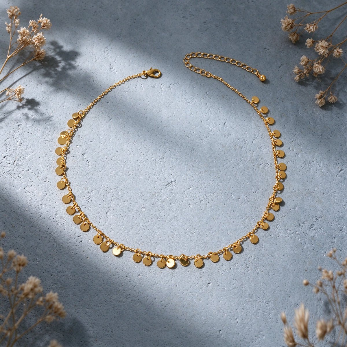 Dainty Coin Sequin Choker Necklace Round Disc Charm Minimalist Fashion Jewellery