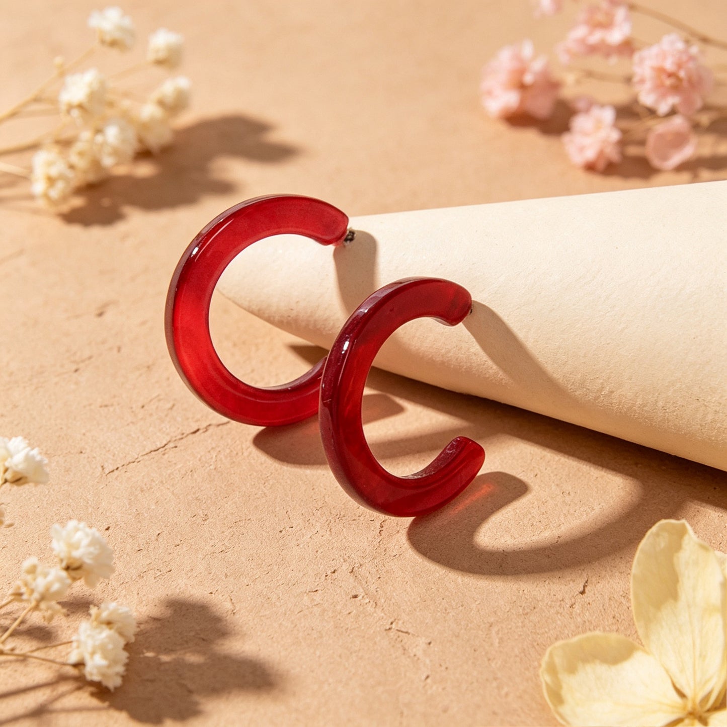 Acrylic C Shape Hoop Stud Earrings Daily Beach Vacation Jewelry Available in multiple colors