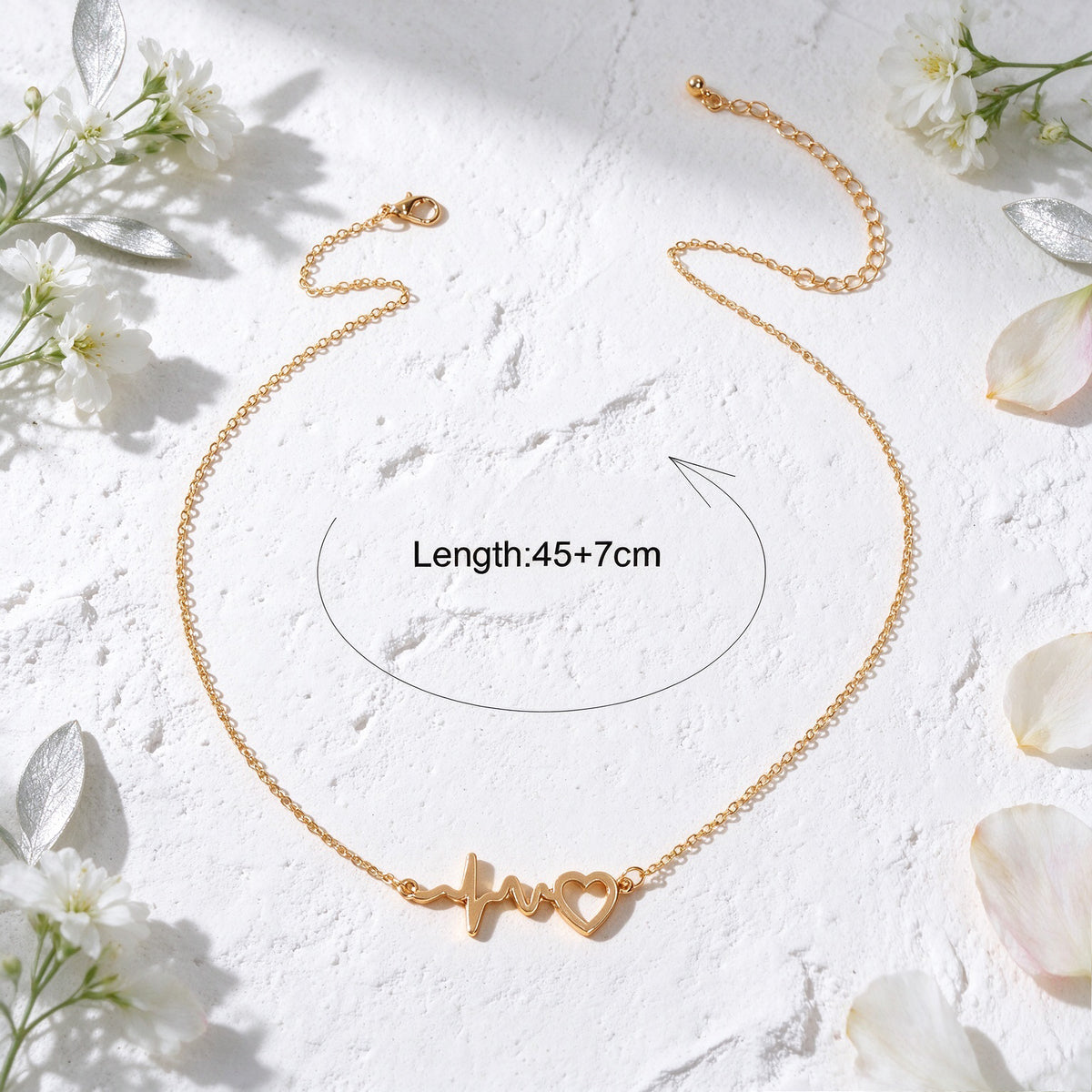 Gold Silver Heartbeat Pendant Necklace Sweet Love Symbol Jewellery Romantic Gift