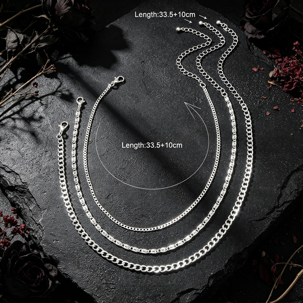 3pcs Layered Collar Necklaces Cuban Geometric Chain Simple Daily Party Jewellery
