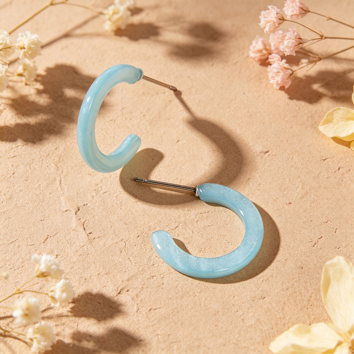 Acrylic C Shape Hoop Stud Earrings Daily Beach Vacation Jewelry Available in multiple colors