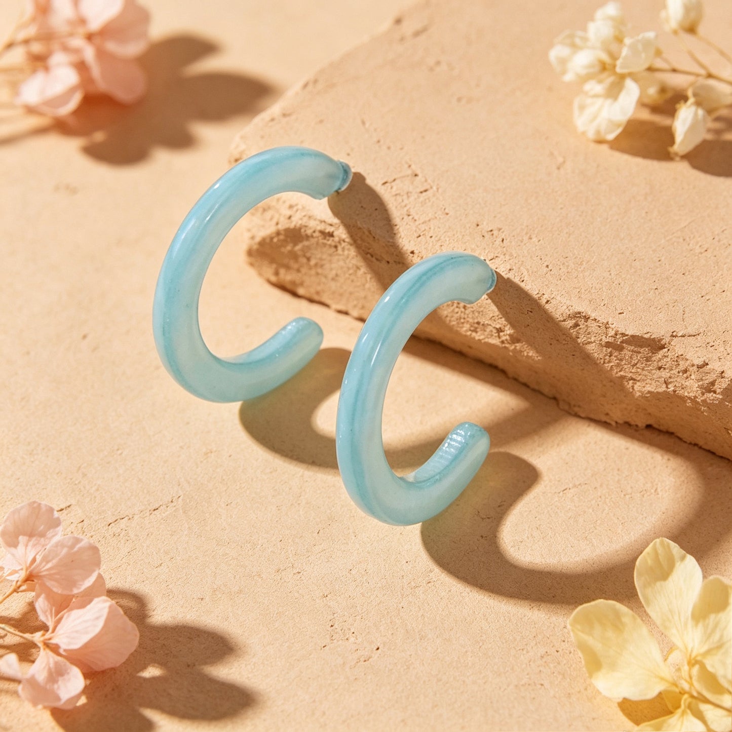 Acrylic C Shape Hoop Stud Earrings Daily Beach Vacation Jewelry Available in multiple colors