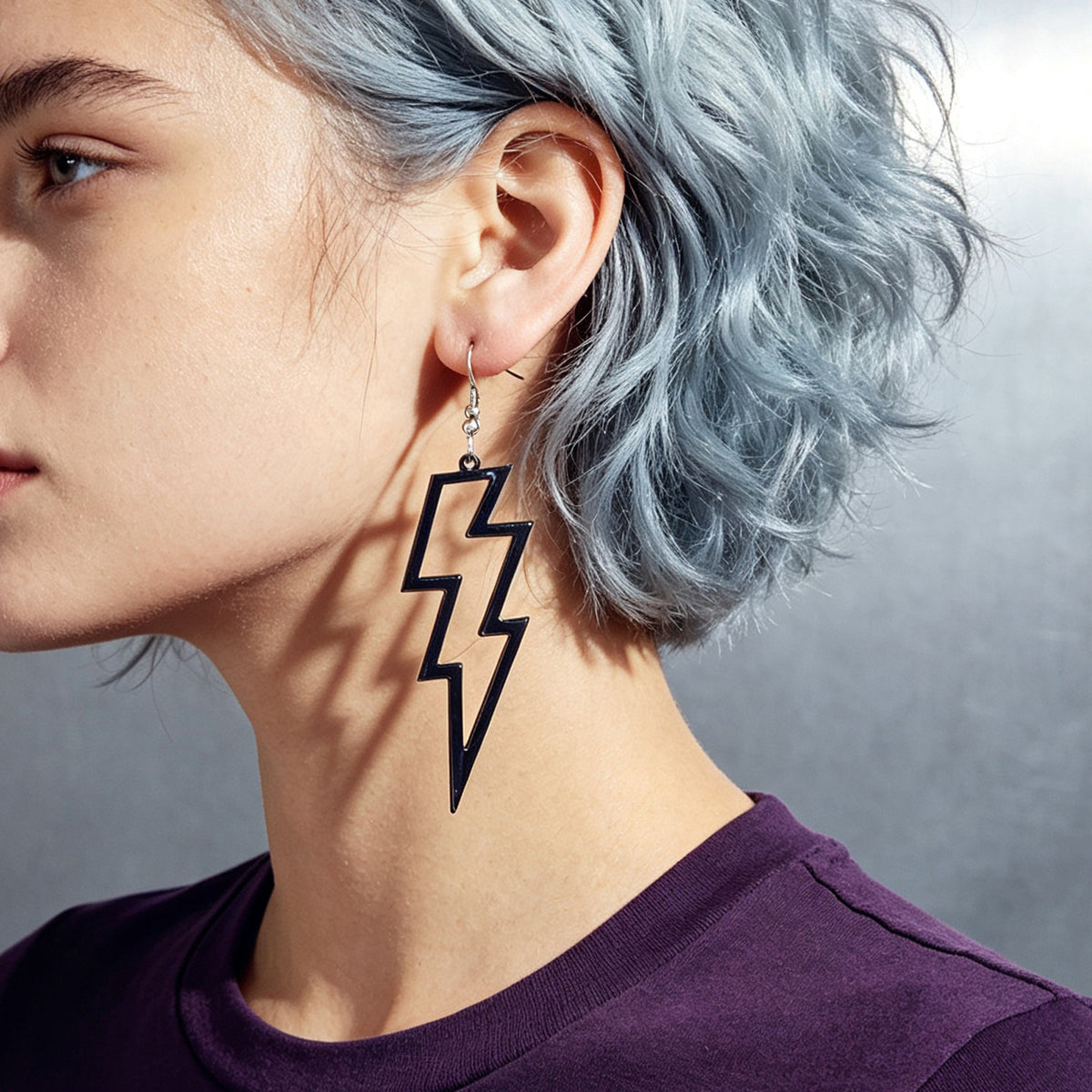 Y2K Hollow Lightning Bold Dangle Earrings Music Festival Edgy Party Jewellery
