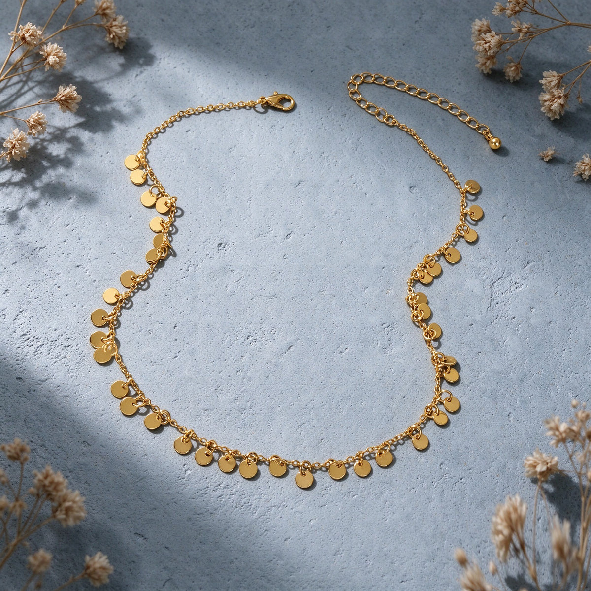 Dainty Coin Sequin Choker Necklace Round Disc Charm Minimalist Fashion Jewellery