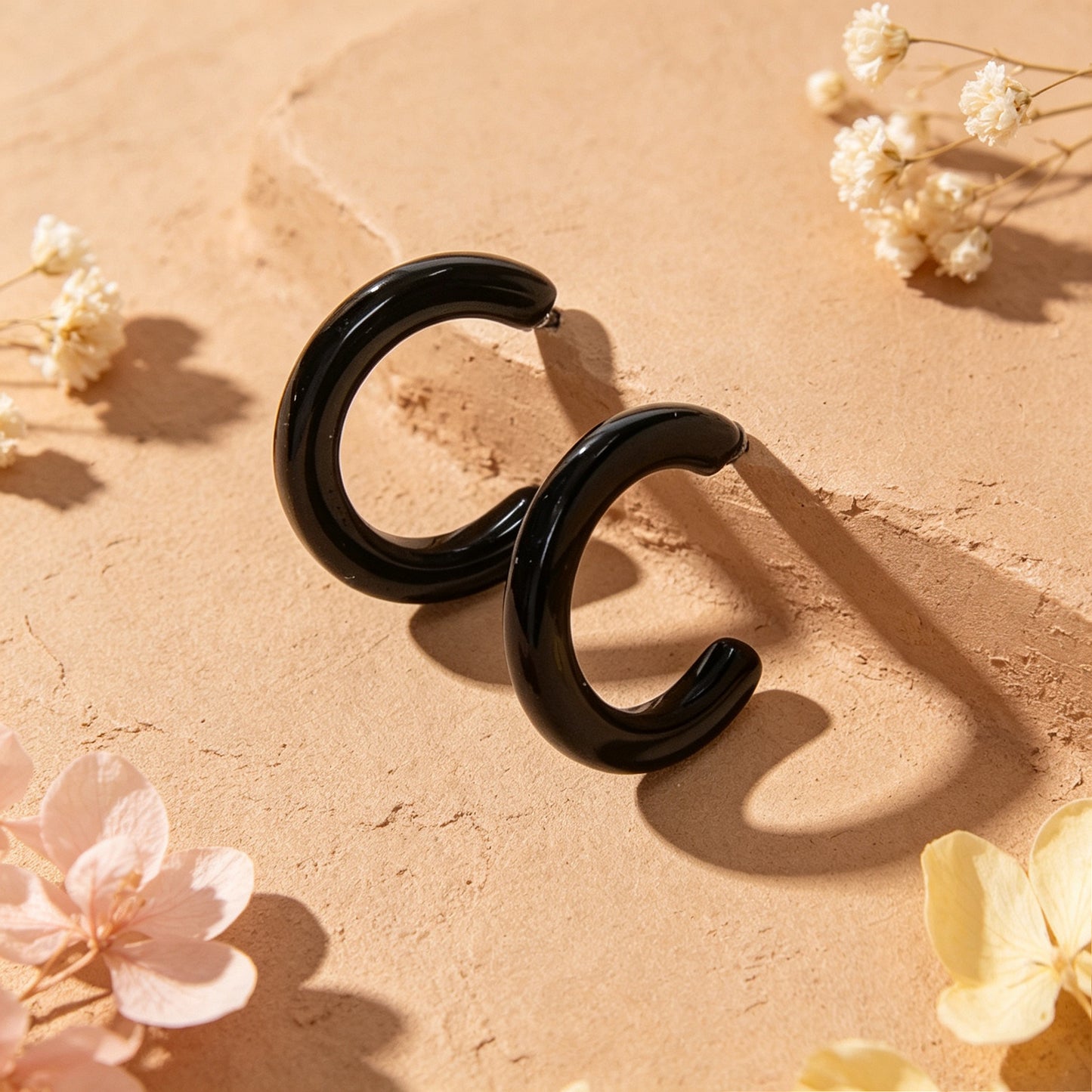 Acrylic C Shape Hoop Stud Earrings Daily Beach Vacation Jewelry Available in multiple colors