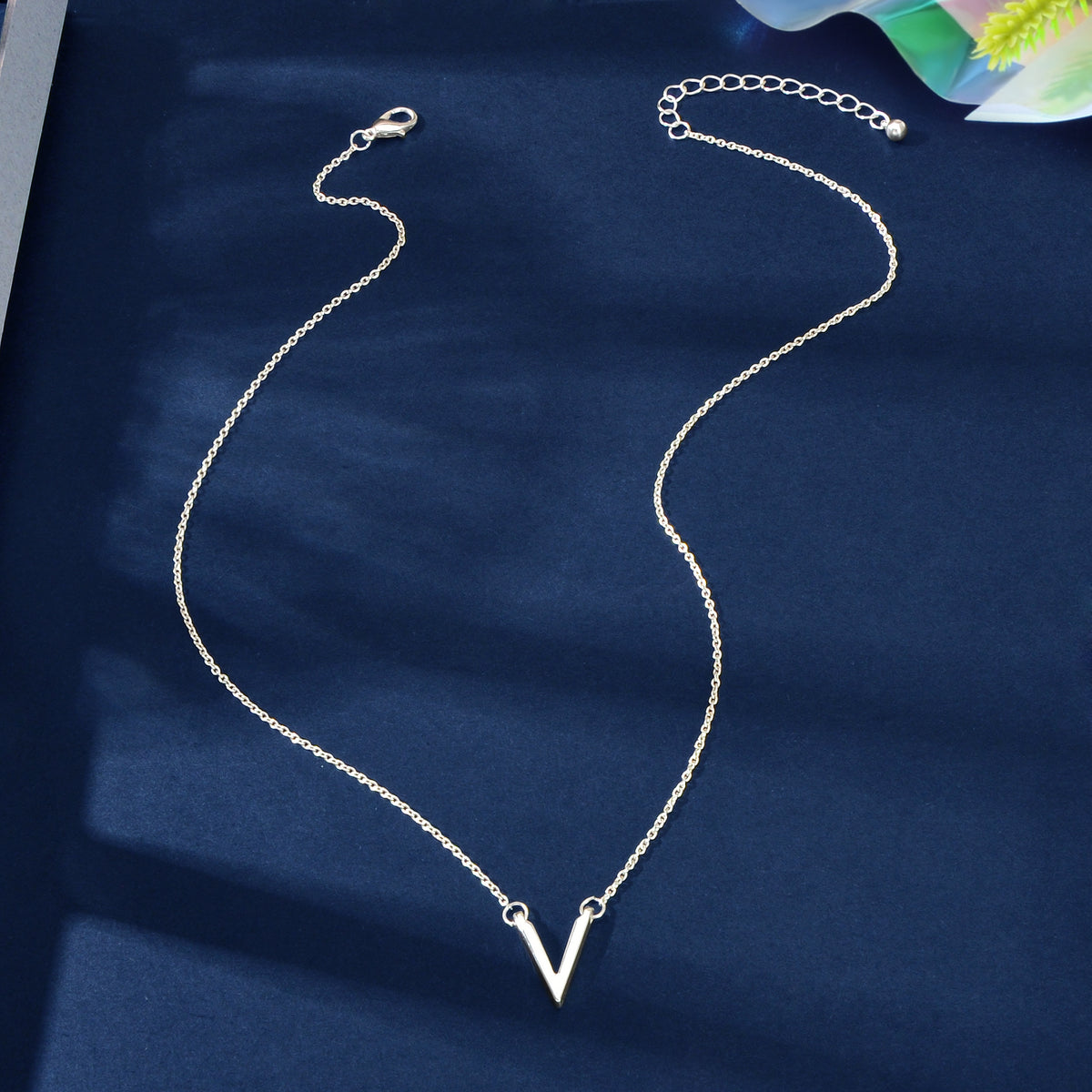 Initial V Pendant Necklace Victory Geometric Choker Boho Chain Lover Jewellery