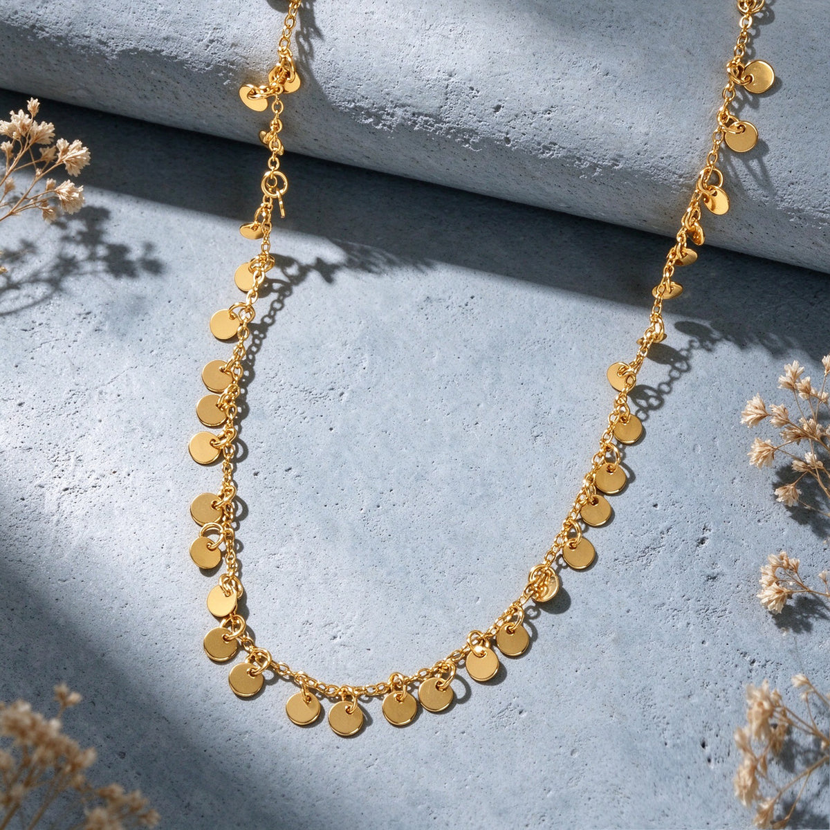 Dainty Coin Sequin Choker Necklace Round Disc Charm Minimalist Fashion Jewellery