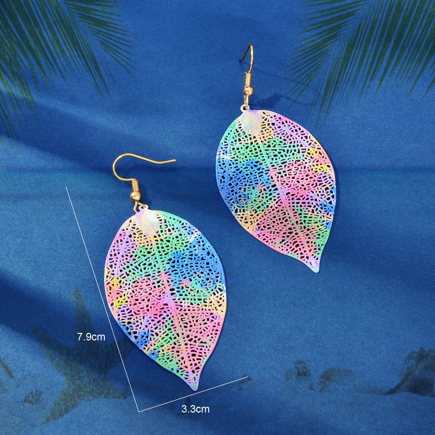 Boho Chic Colorful Hollow Leaf Dangle Earrings for Women Party Daily Holiday Jewelry