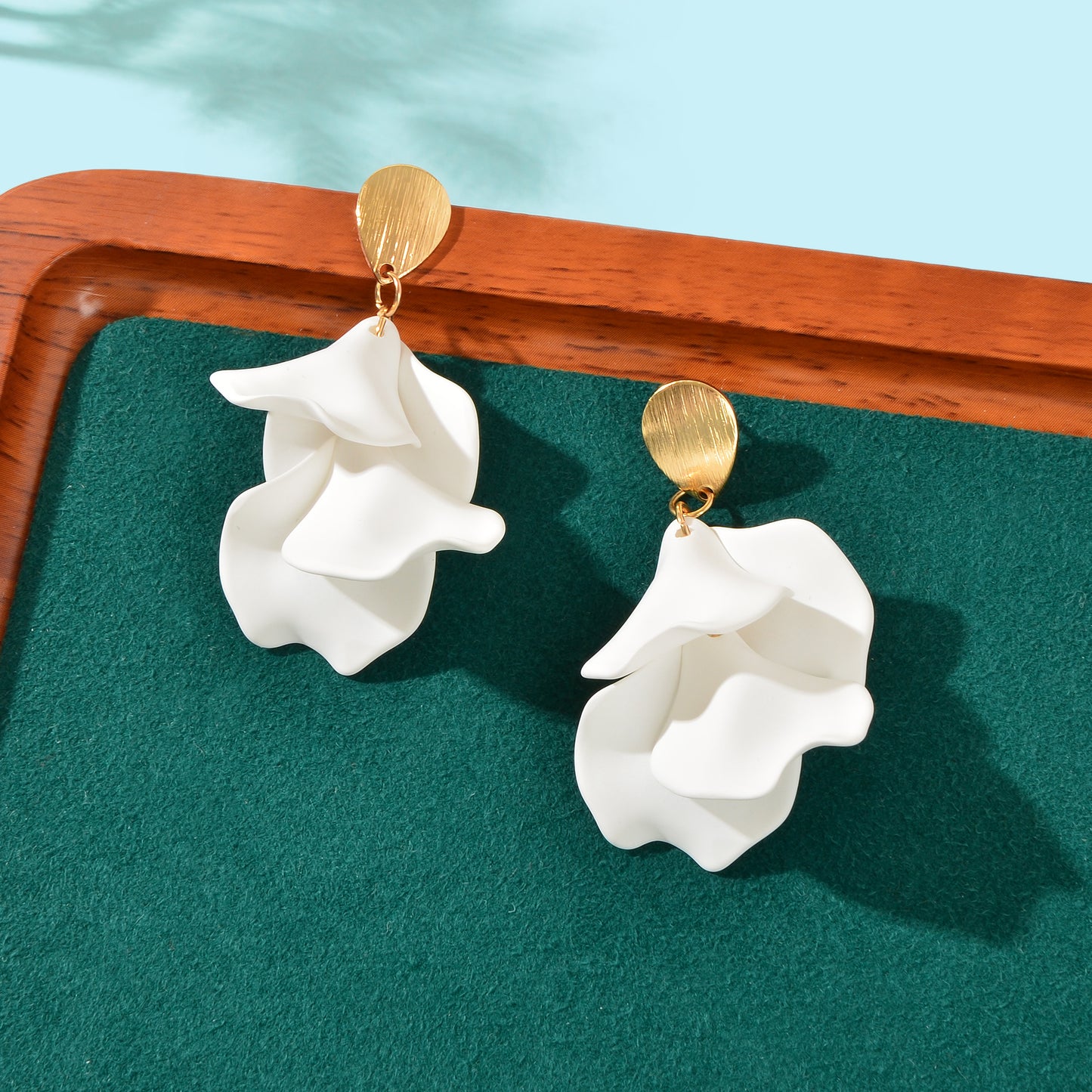 1pair Elegant Flower Petal Dangle Earrings for Women Daily Dating Party Jewelry