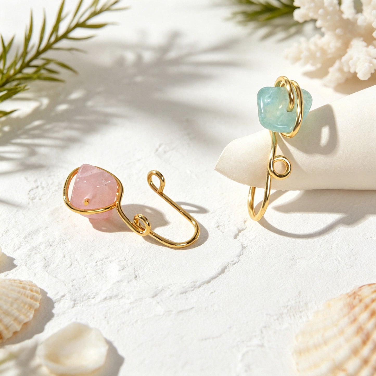 Irregular Stone Ear Cuffs No Piercing Cartilage Ear Clips Gold Earrings Jewelry