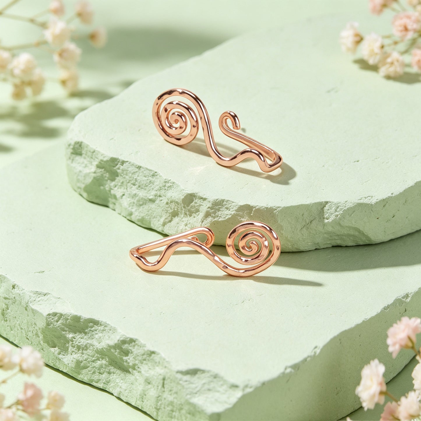 2pcs Delicate Rose Gold No Piercing Geometric Ear Cuffs Elegant Daily Jewellery