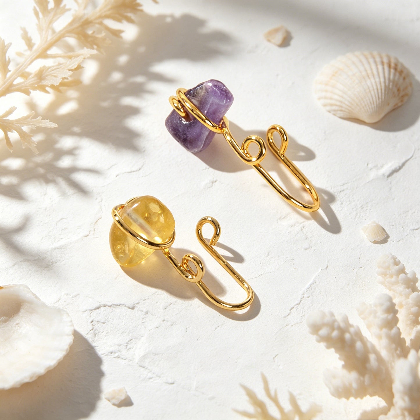 2pcs Boho Imitation Crystal Stone Ear Cuff Earring Summer Beach Vacation Jewelry
