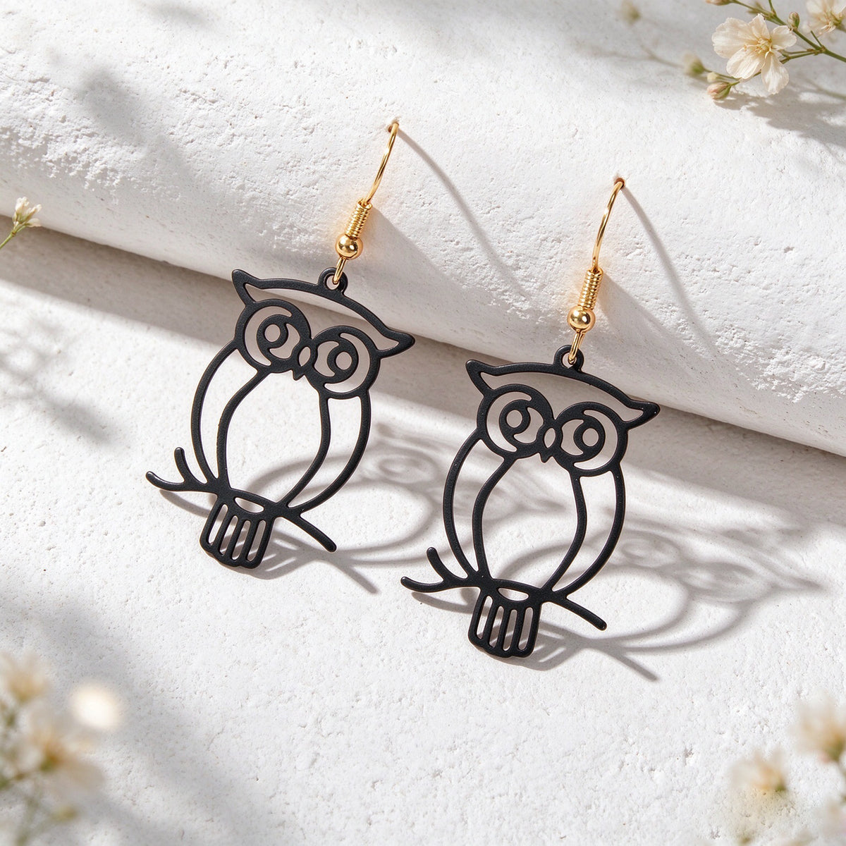 Halloween Black Cutout Owl Branch Drop Earrings creative Animal Party Jewellery
