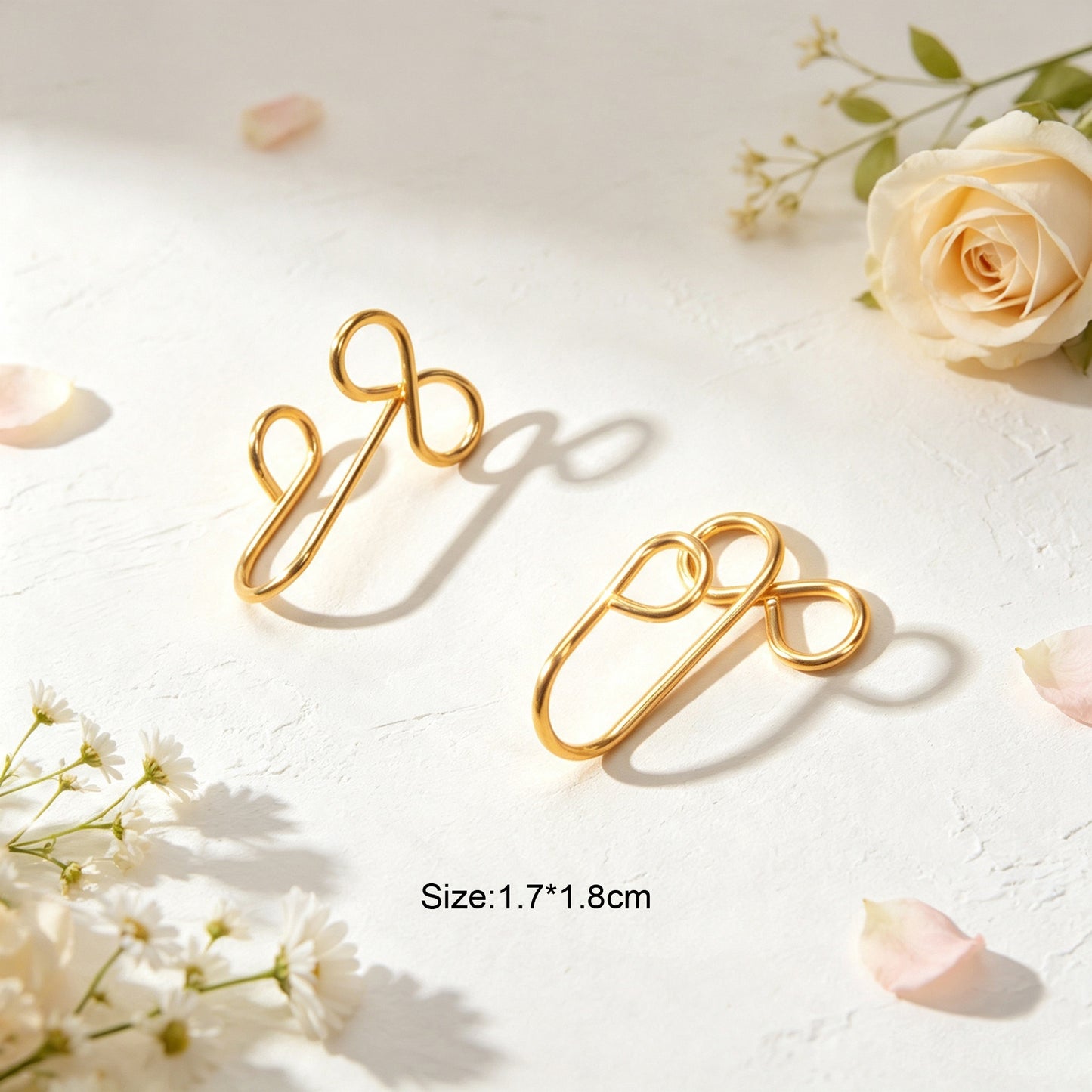 2pcs Minimal Bow Ear Cuff Gold Non-Pierced Cartilage Ear Clips Sweet Jewellery