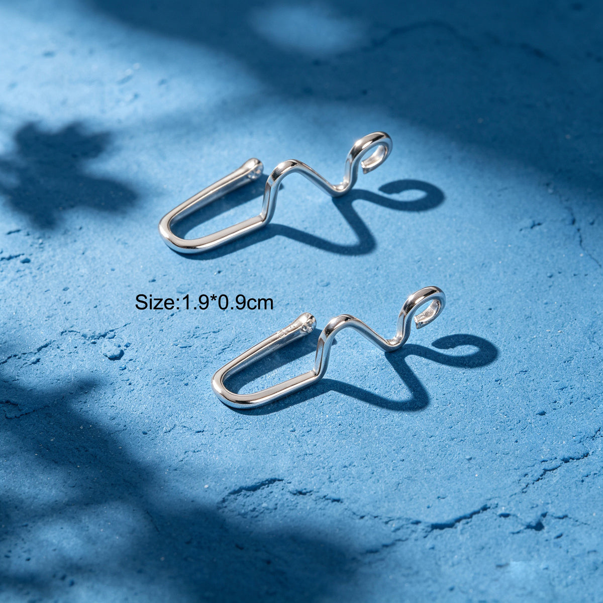 2pcs Silver Alloy Ear Cuff No Piercing Earrings Unique EKG Wave Cartilage Clip