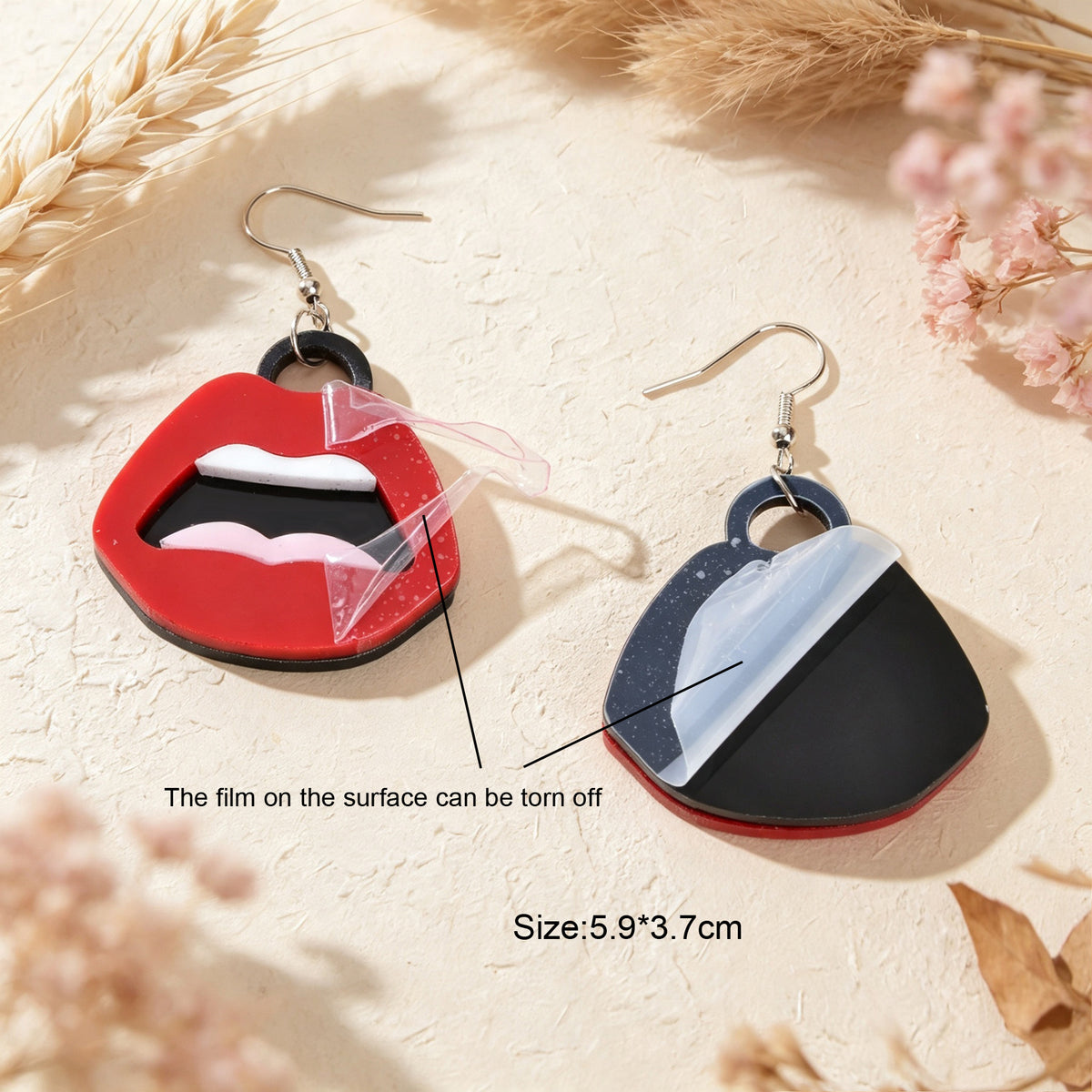 Y2k  Big Red Lips Earrings Halloween Jewelry Music Festival Party Club Cosplay Accessories