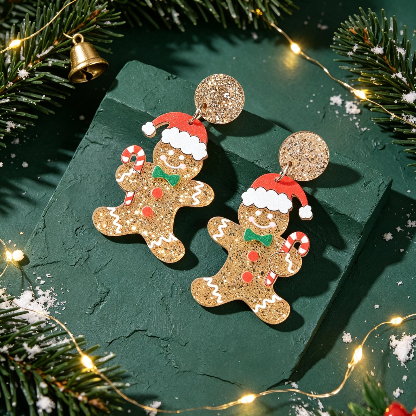 Cute Christmas Gingerbread Man Dangle Earrings Festive Holiday Fun Xmas Jewelry