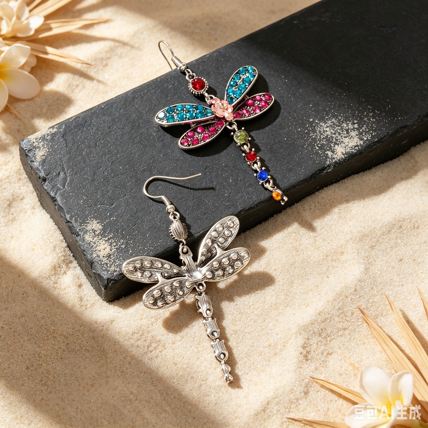 Sparkling Colorful Dragonfly Dangle Earrings Boho Beach Vacation Party Jewelry