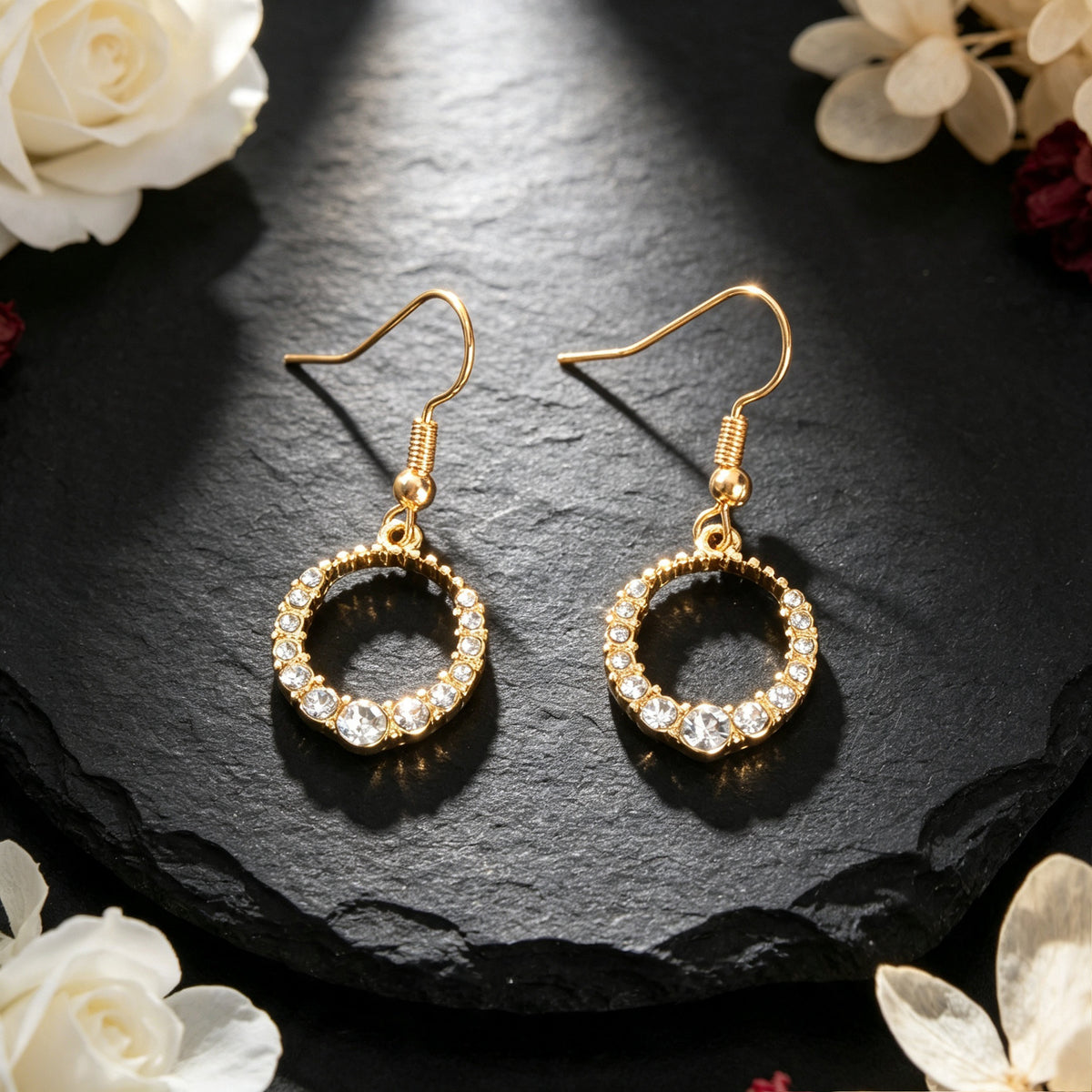 Luxurious Shiny Circle Dangle Earrings Elegant Jewelry for Wedding Dating Party Banquet