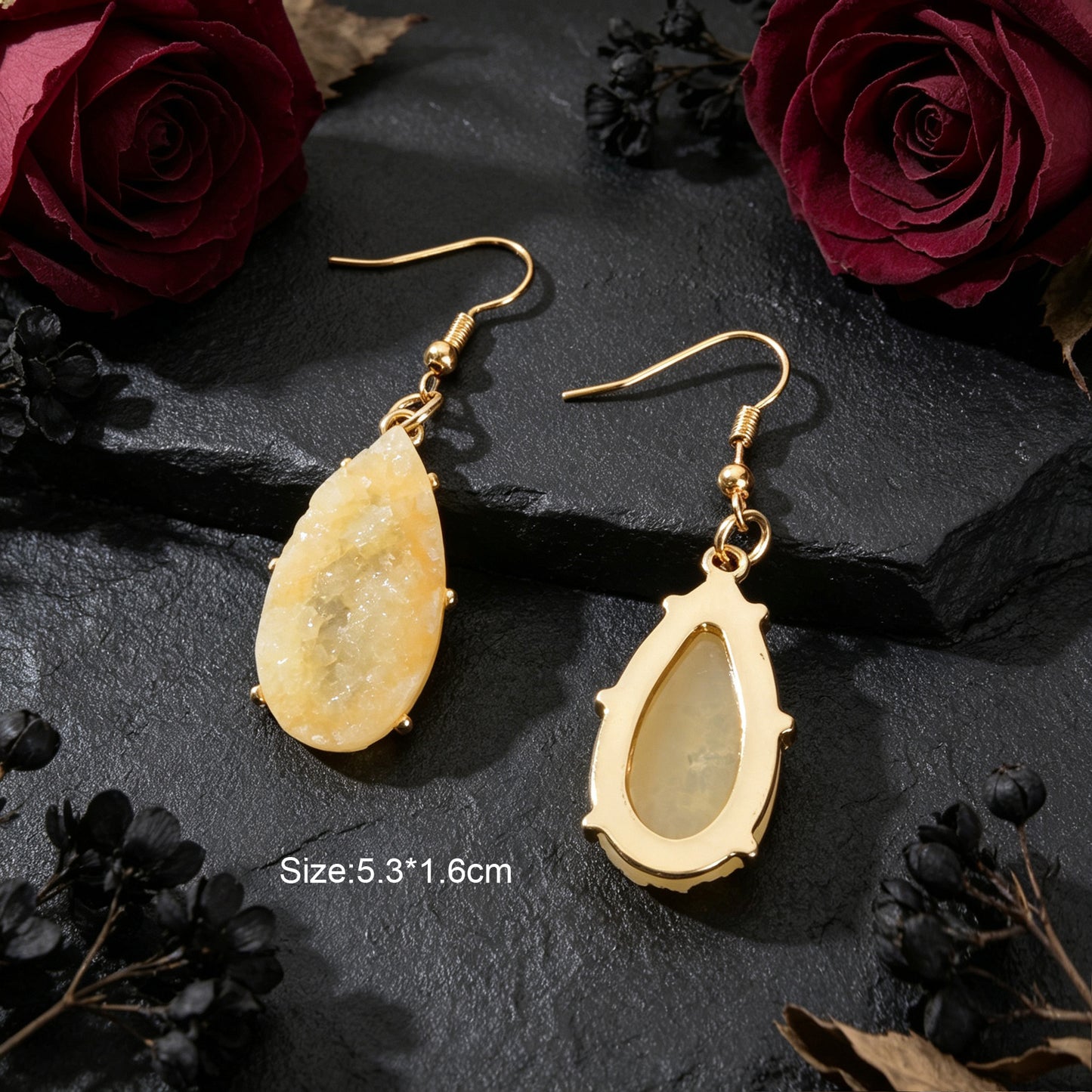 Retro Resin Water Drop Earrings Elegant Party Beach Vacation Jewelry Accessories