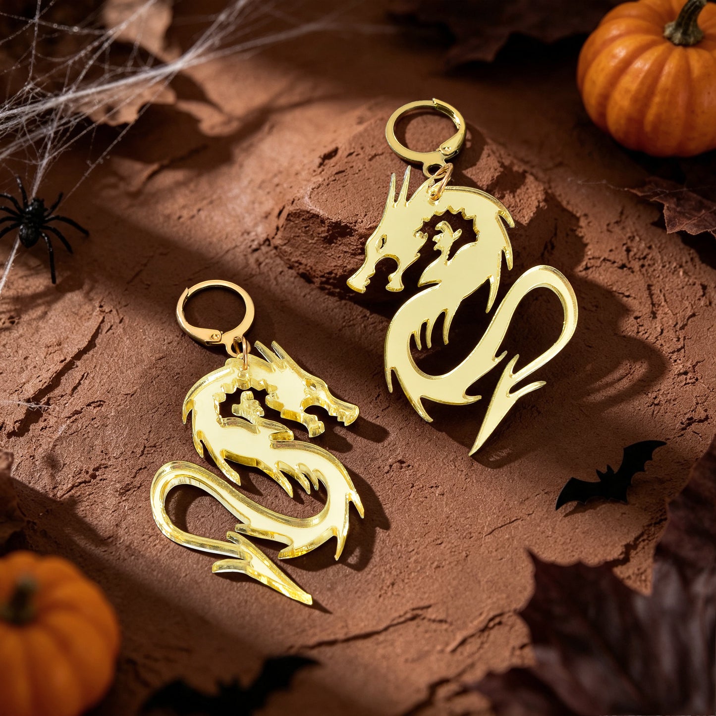 Halloween Acrylic Dragon Dangle Hoop Earring Gothic Spooky Party Cosplay Jewelry