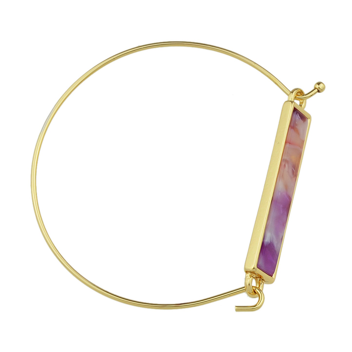 Multi-colored Rectangle  Acrylic Gold Bangle Boho Chic Bracelet Ethnic Jewellery