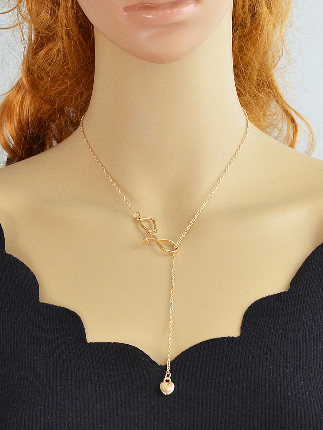 Minimalist Jewelry Trendy Gold Silver Stethoscope Heart Pendant Y shape Necklace