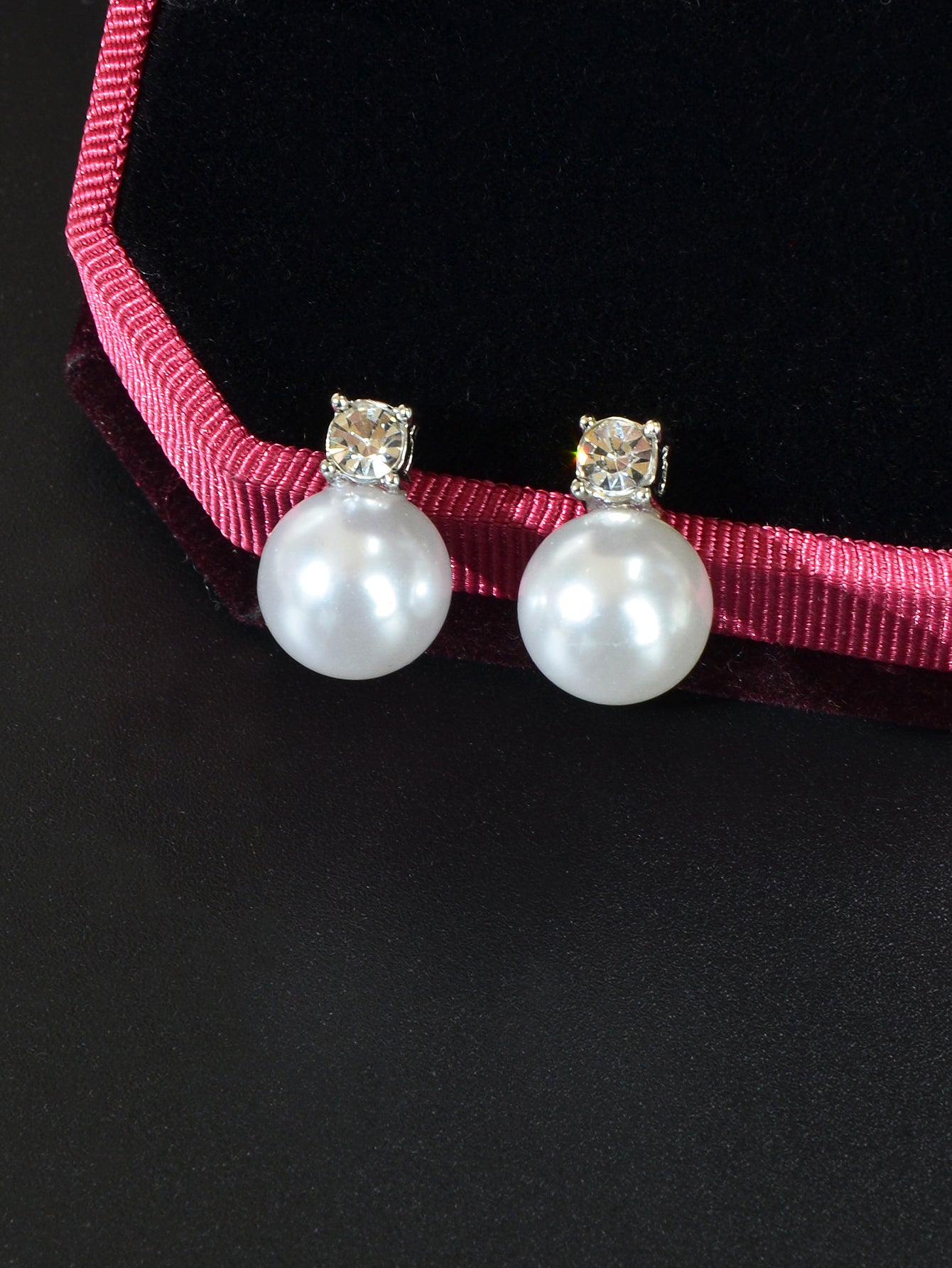 Diamond Encrusted Pearl Stud Earrings - Elegant Sparkle for Every Occasion