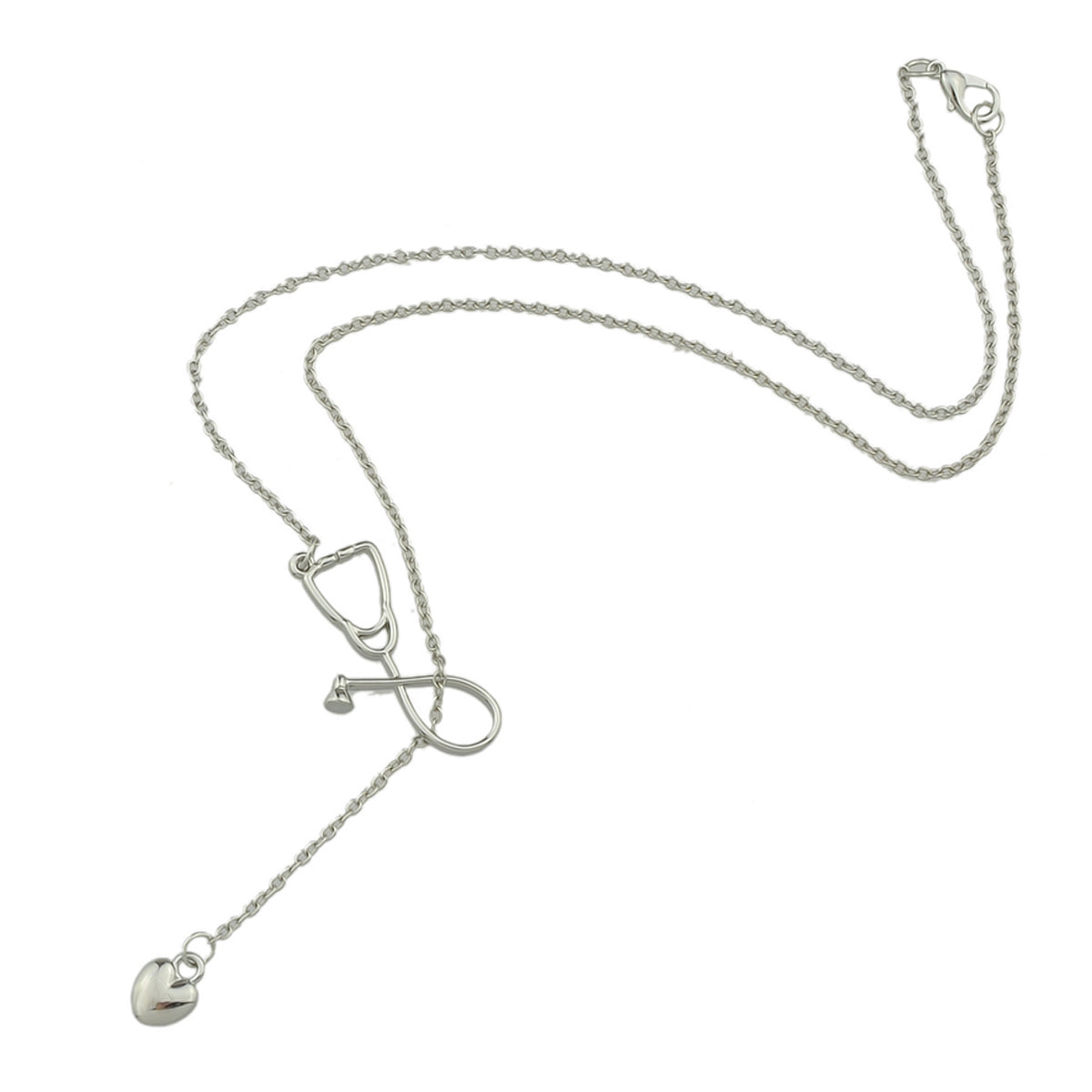 Minimalist Jewelry Trendy Gold Silver Stethoscope Heart Pendant Y shape Necklace
