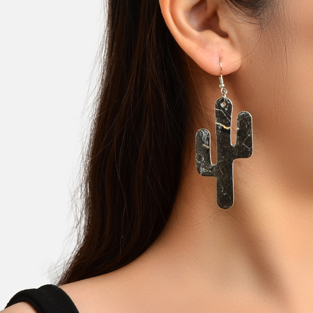 Faux Leather Lightweight Handmade Cactus Dangle American Indian Dangle Earrings
