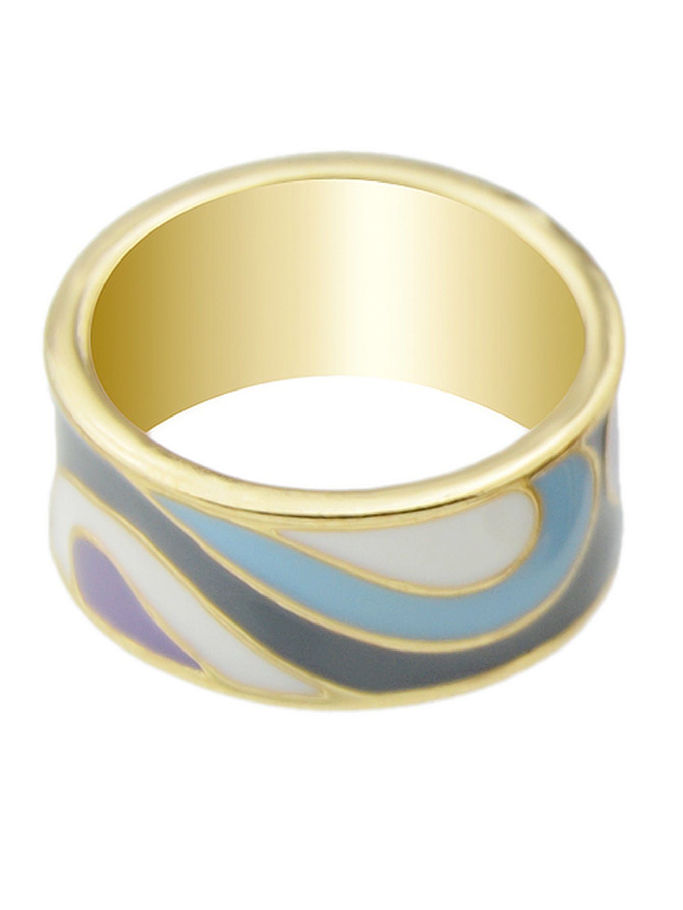 Ethnic Jewelry Geometric Pattern Colourful Enamel Gold Chunky Bohemian Band Ring