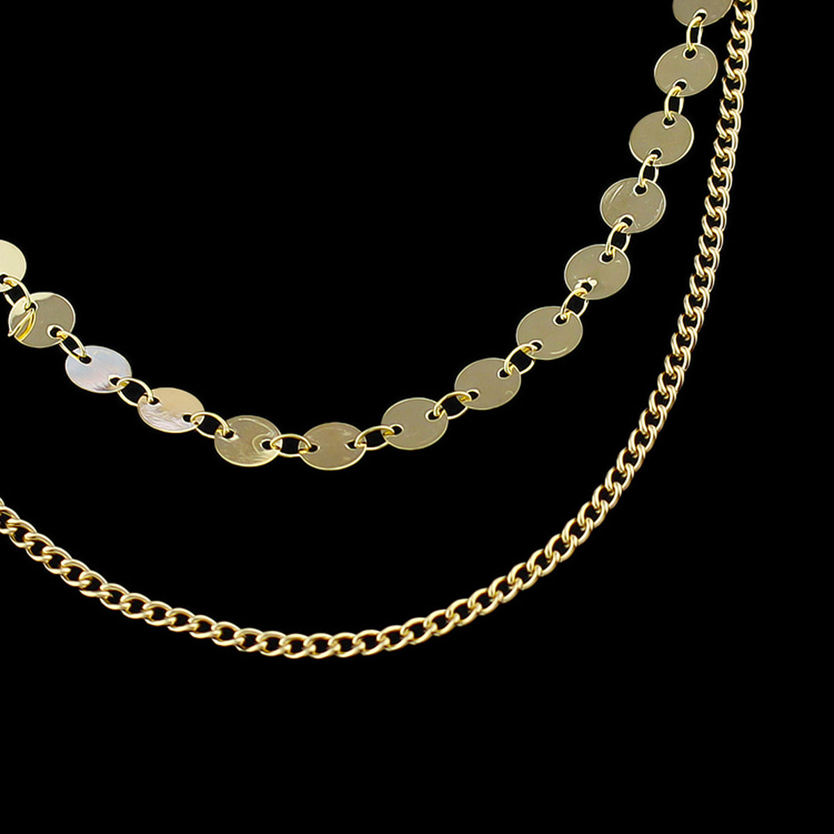 Beautiful Ladies Jewelry Double layer Disc Chain Short Collar Clavicle Necklace