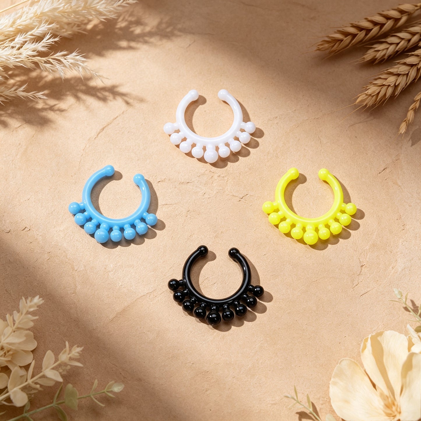 4pcs Y2K Colorful Ear Cuffs Non-Pierced Cartilage Ear Clips Punk Hip Hop Jewelry