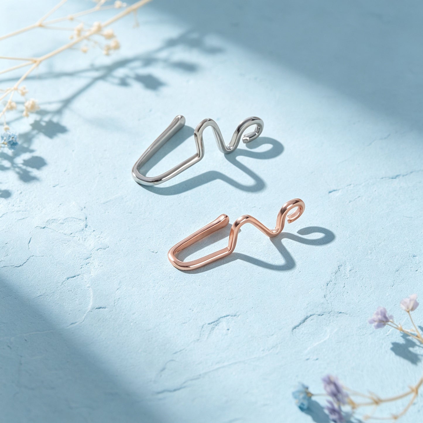 2pcs Dainty Summer Beach Zigzag Ear Cuffs No Piercing Silver Cartilage Ear Clips