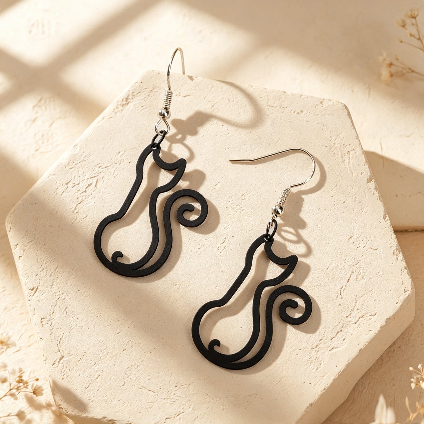 Hollow Cat Dangle Earrings Cute Animal Theme Accessory Minimalist Daily Party Jewelry Gift