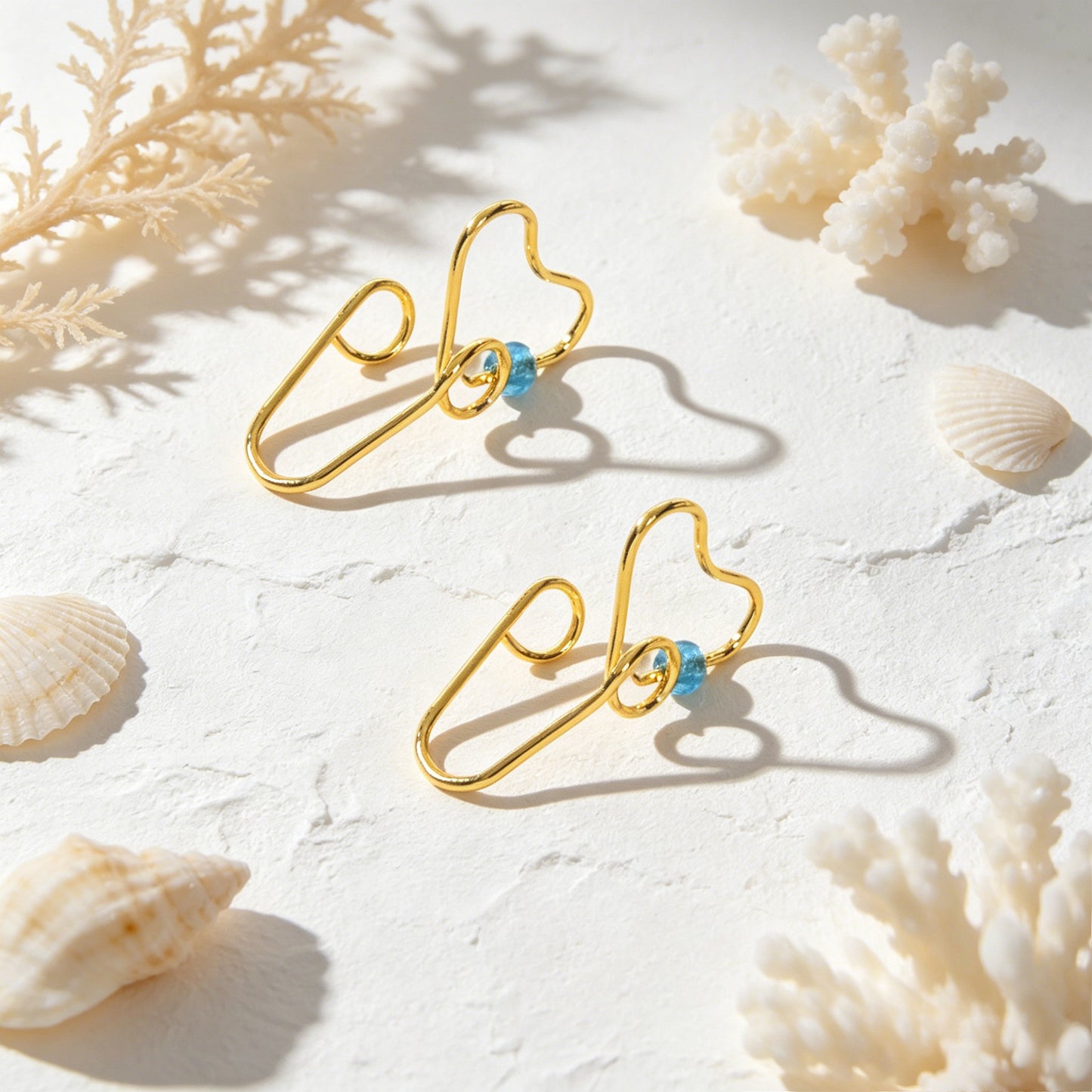 2pcs Beads Gold Hollow Love Heart Ear Cuff Earring Daily Gathering Festival Gift