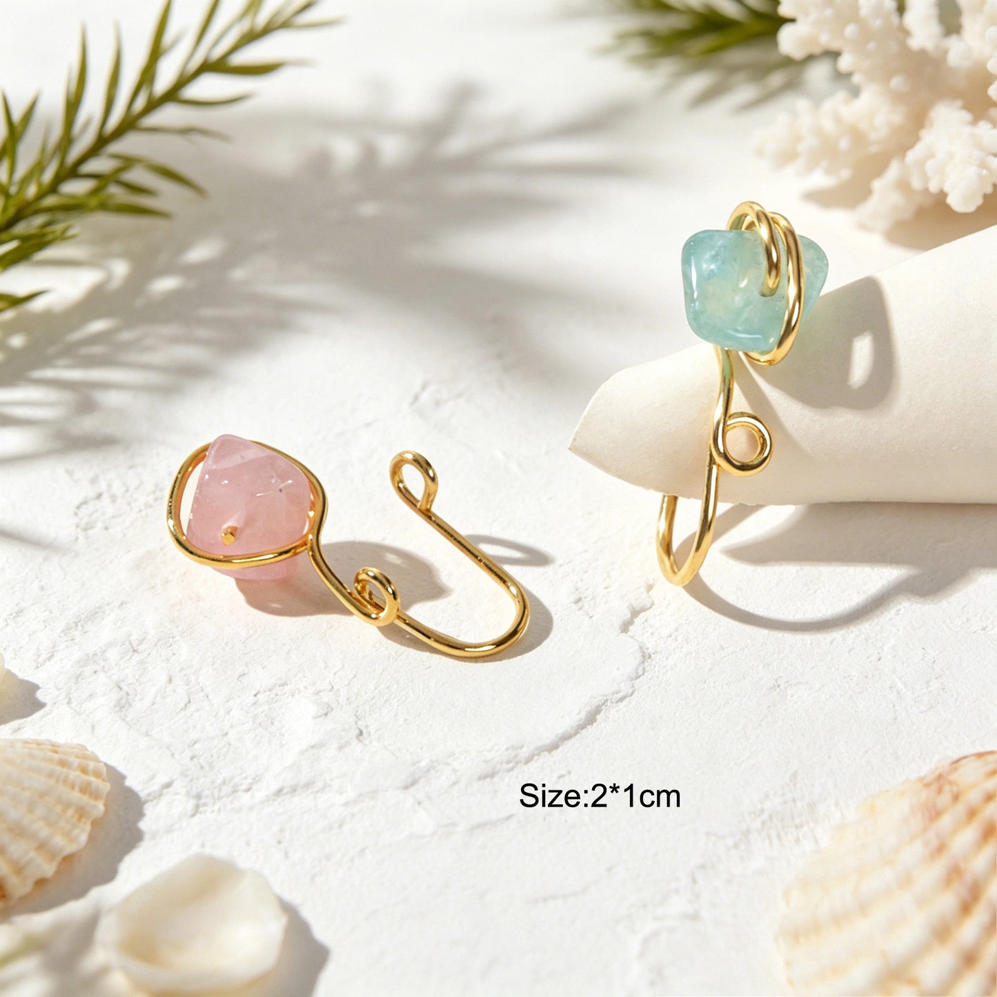 Irregular Stone Ear Cuffs No Piercing Cartilage Ear Clips Gold Earrings Jewelry