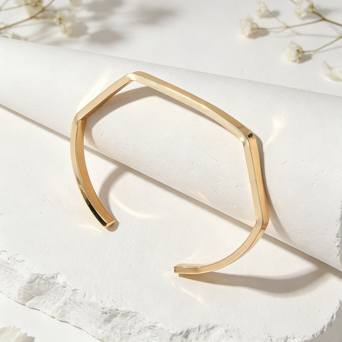 Minimalist Geometric Metal Open Cuff Bangle Modern Daily Officework Jewellery